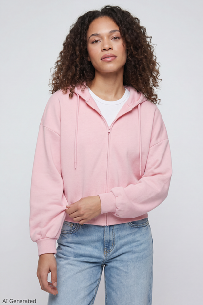 Fleece Boxy Zip Hoodie