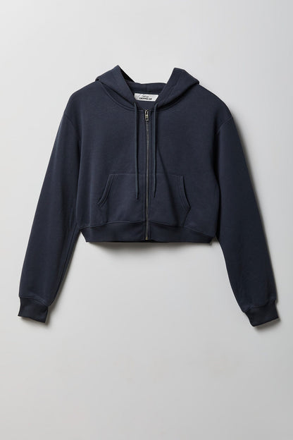Fleece Cropped Zip Hoodie