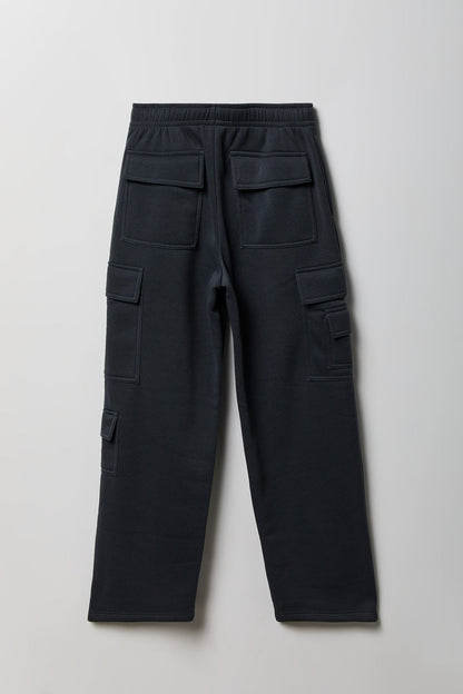 Fleece Low Rise Wide Leg Cargo Sweatpant