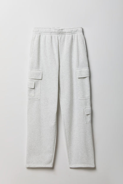 Fleece Low Rise Wide Leg Cargo Sweatpant