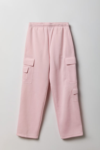 Fleece Low Rise Wide Leg Cargo Sweatpant