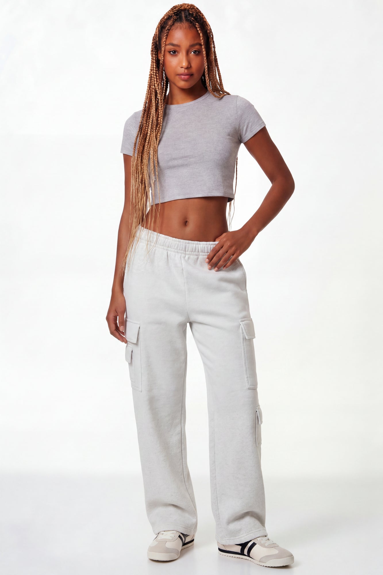 Fleece Low Rise Wide Leg Cargo Sweatpant