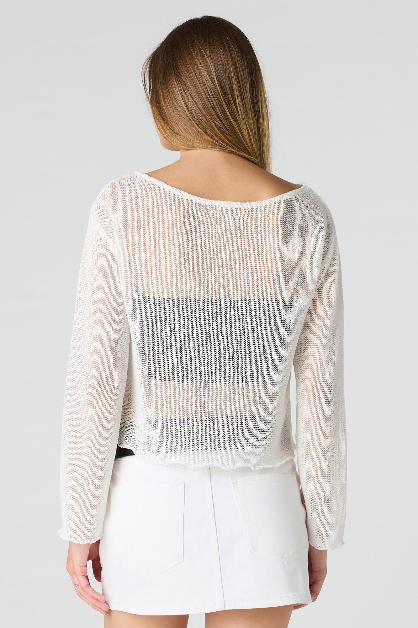 Crochet Off Shoulder Long Sleeve Top