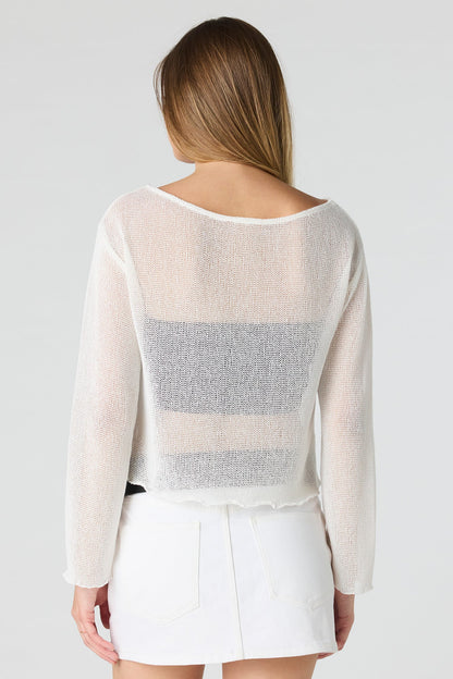 Crochet Off Shoulder Long Sleeve Top