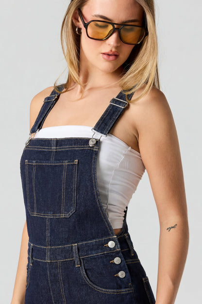 Straight Leg Denim Overalls