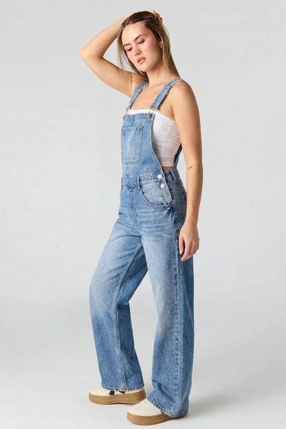 Straight Leg Denim Overalls