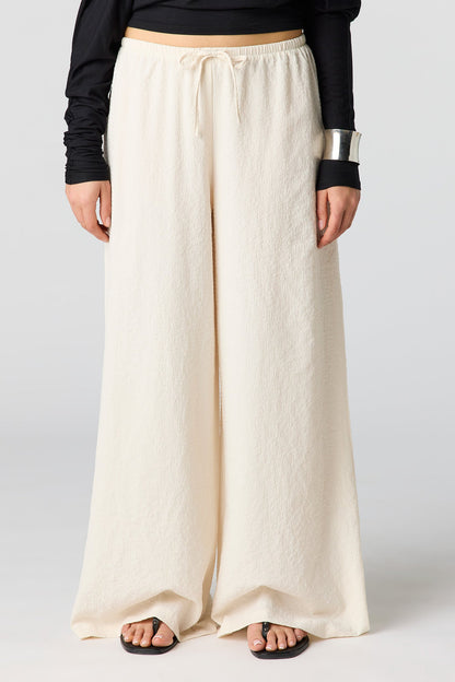 Textured Flowy Wide Leg Pant