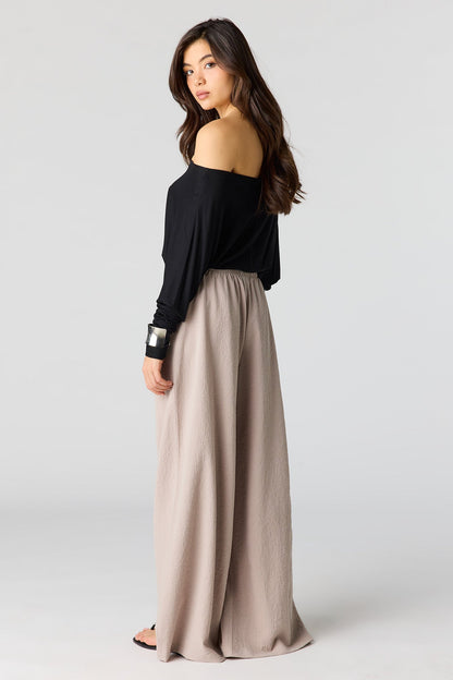 Textured Flowy Wide Leg Pant