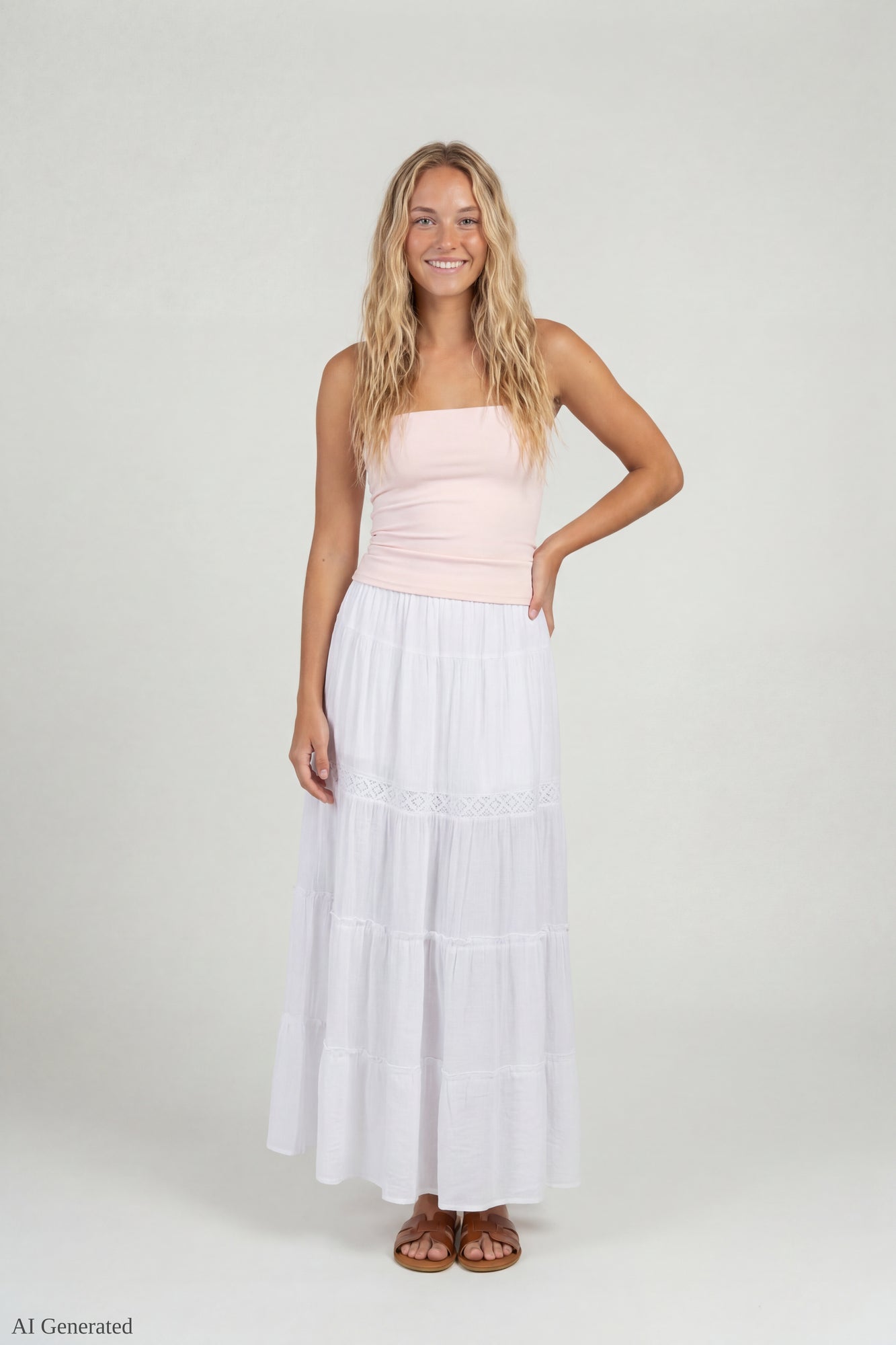 Crochet Trim Maxi Skirt