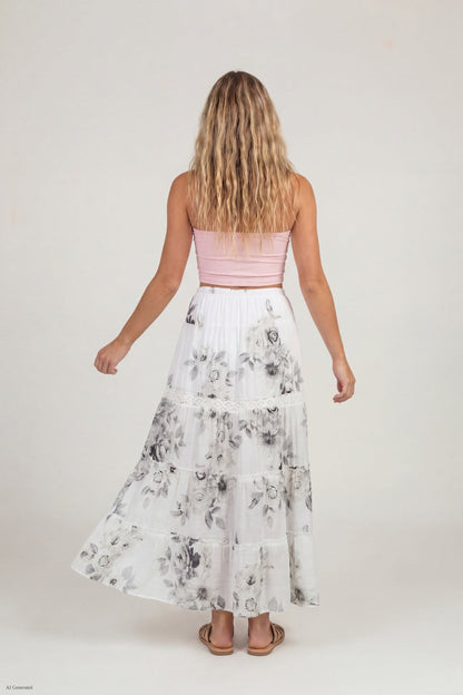 Crochet Trim Maxi Skirt