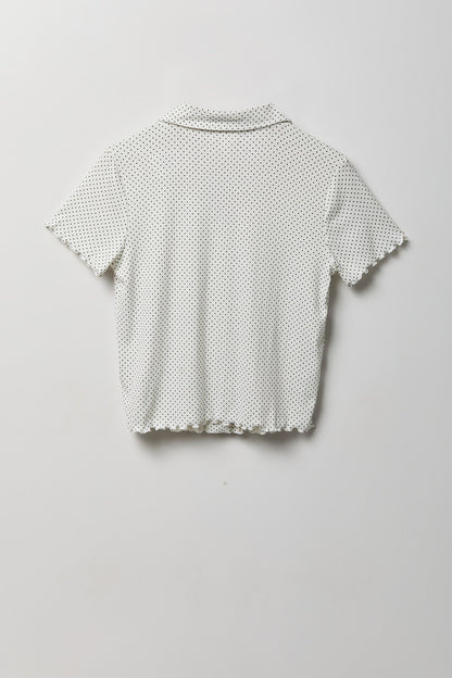 Pointelle Button-Up Top & Short Pajama Set