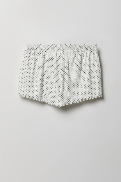 Pointelle Button-Up Top & Short Pajama Set