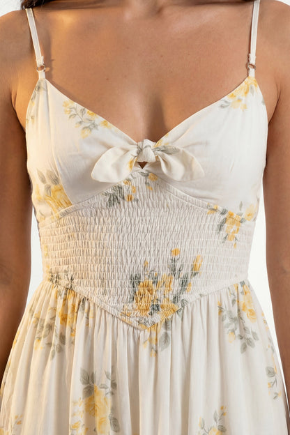 Bow Cinched Waist Tiered Maxi Dress
