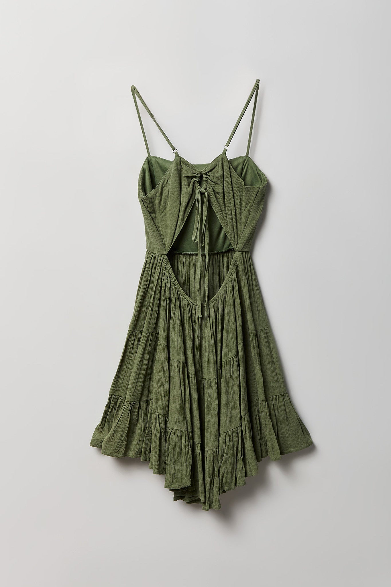 Braless Tie Back Tiered Mini Dress
