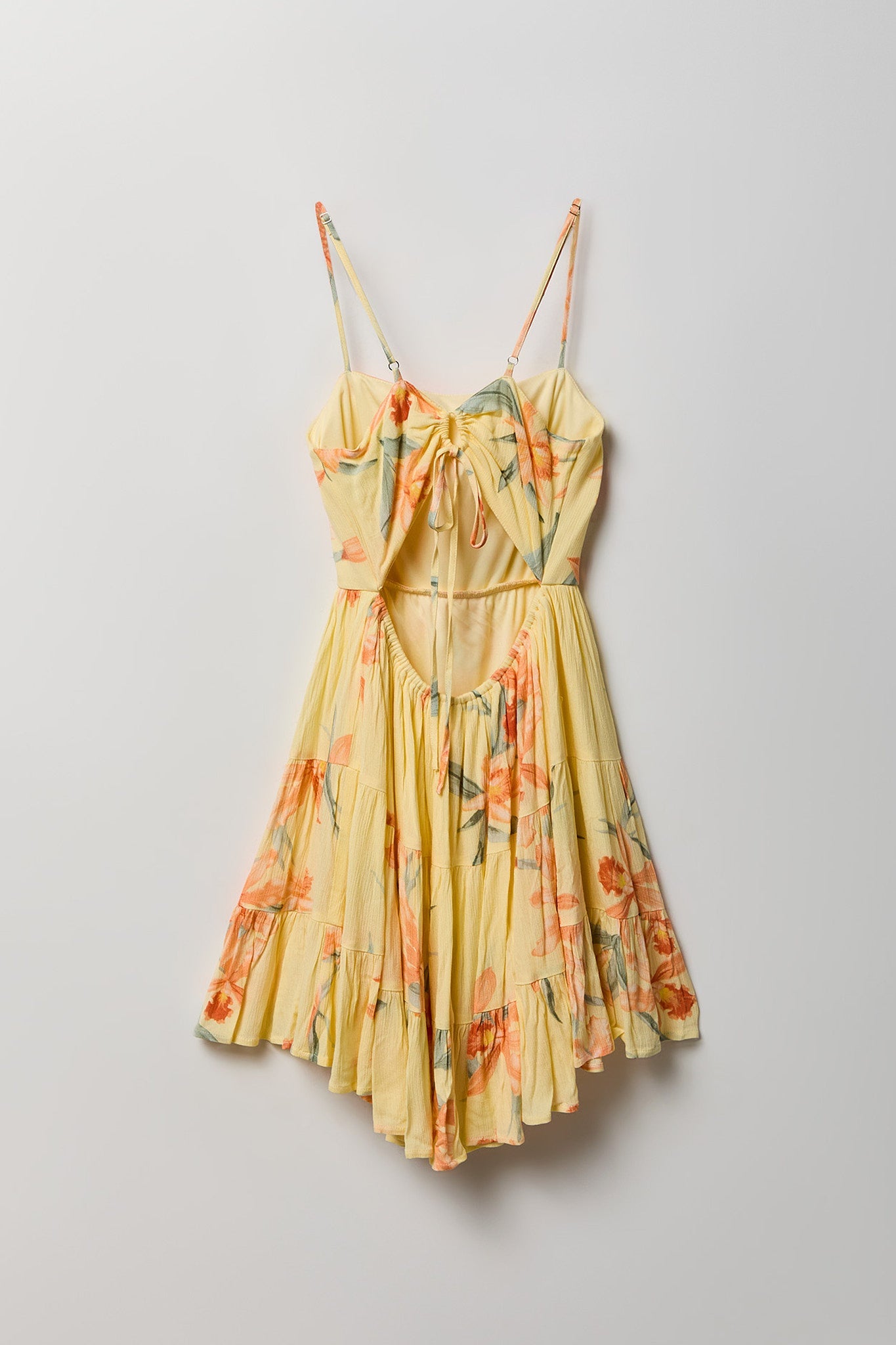 Braless Tie Back Tiered Mini Dress