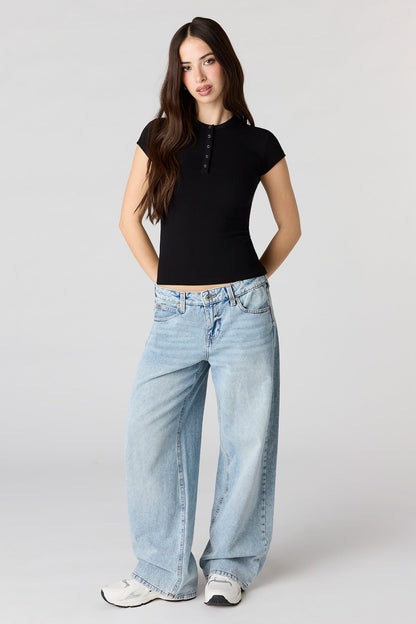 Ribbed Classic Henley Top