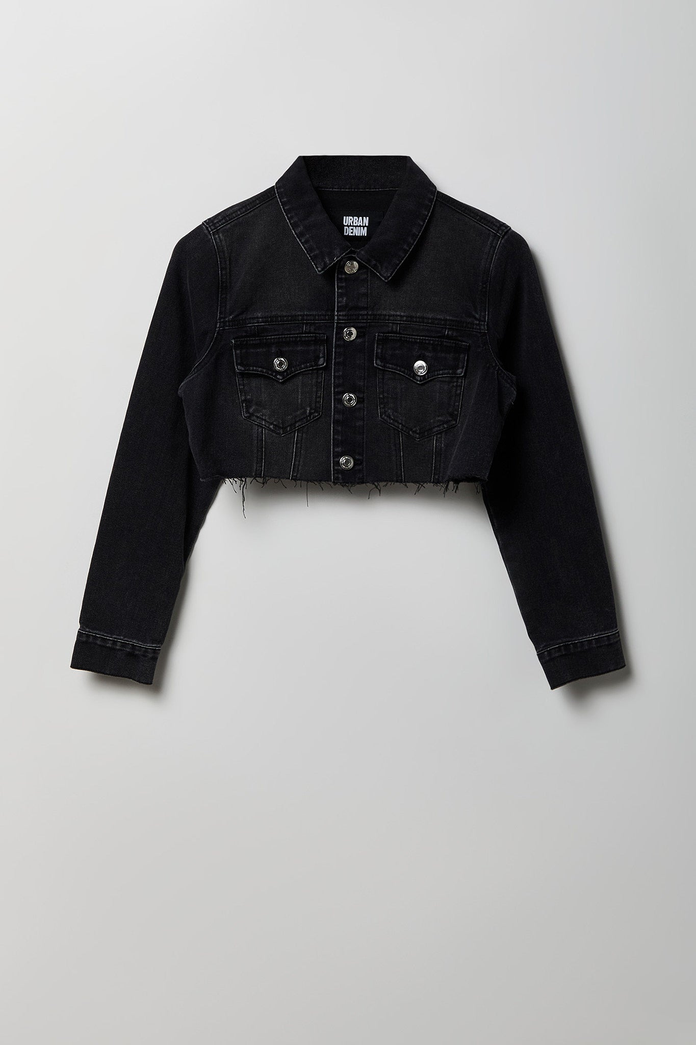 Cropped Ripped Denim Jacket