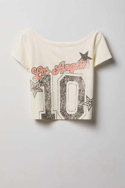 Off Shoulder Graphic T-Shirt