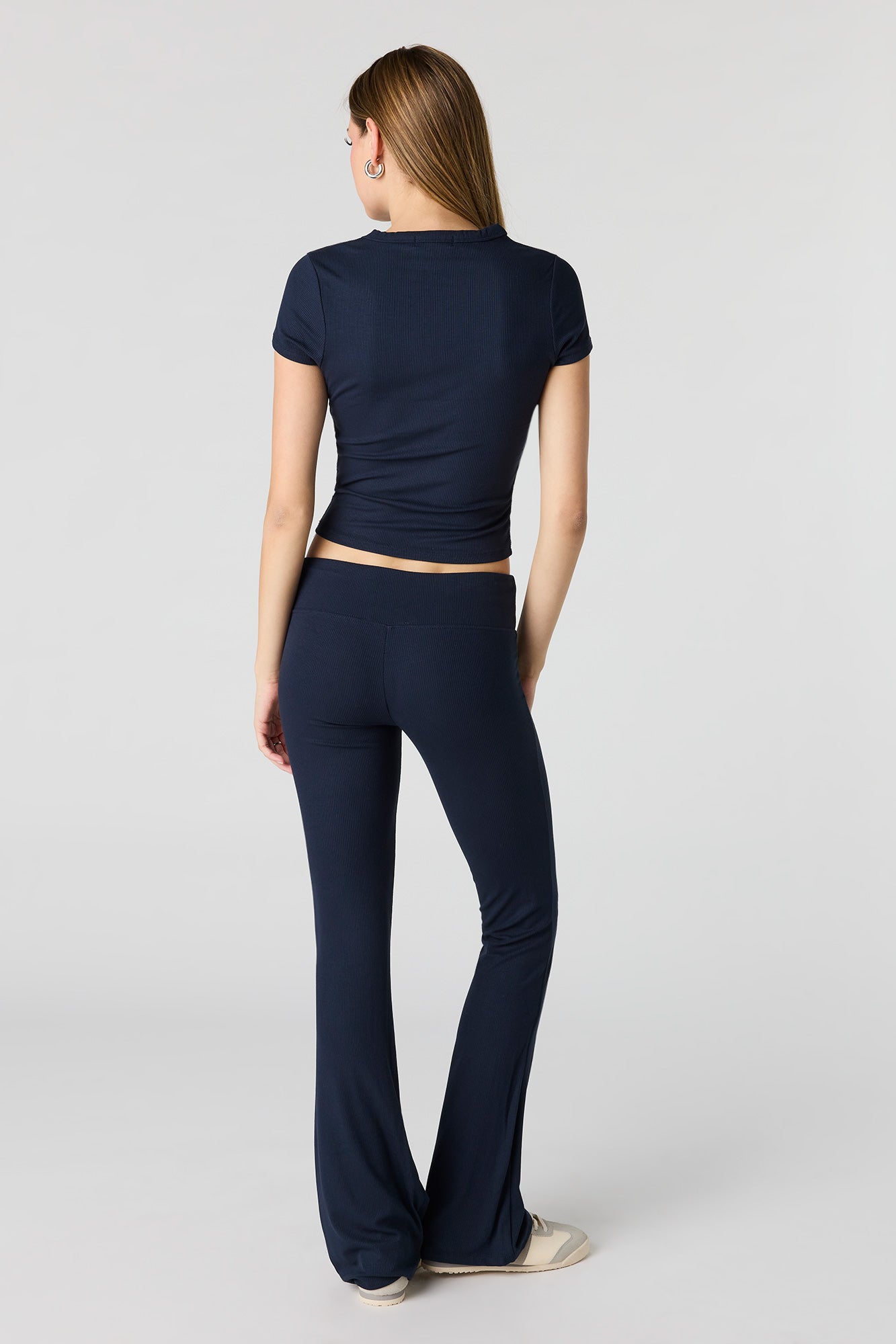 Soft Ribbed T-Shirt & Flare Pant Set