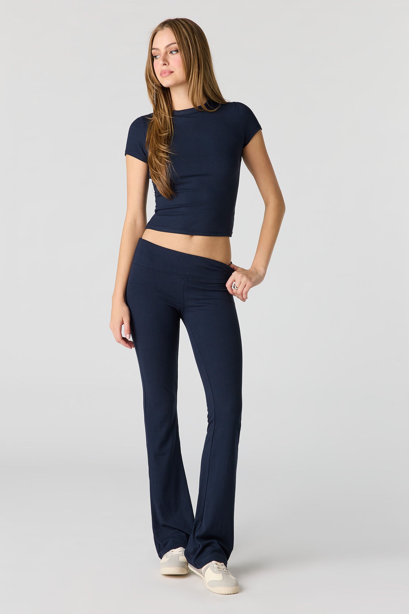 Soft Ribbed T-Shirt & Flare Pant Set