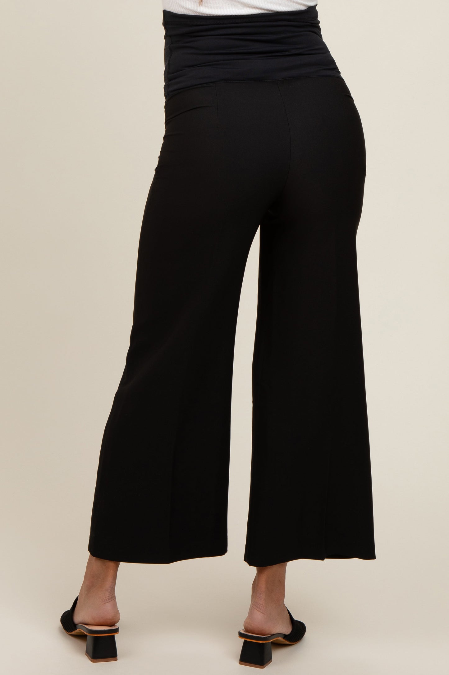 Black Ankle Wide Leg Maternity Trousers