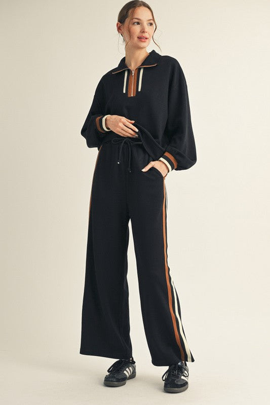 Black Contrast Trim Sweatpants