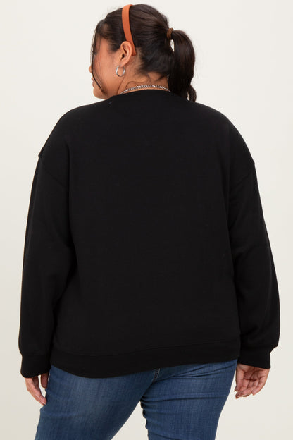 Black Basic Fleece Crewneck Sweatshirt