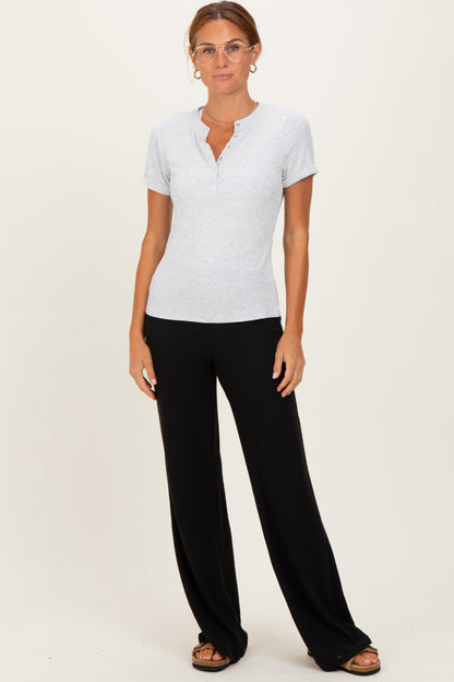 Black Brushed Knit Flare Leg Maternity Pants