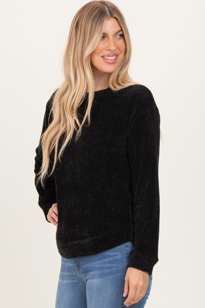 Black Chenille Knit Sweater