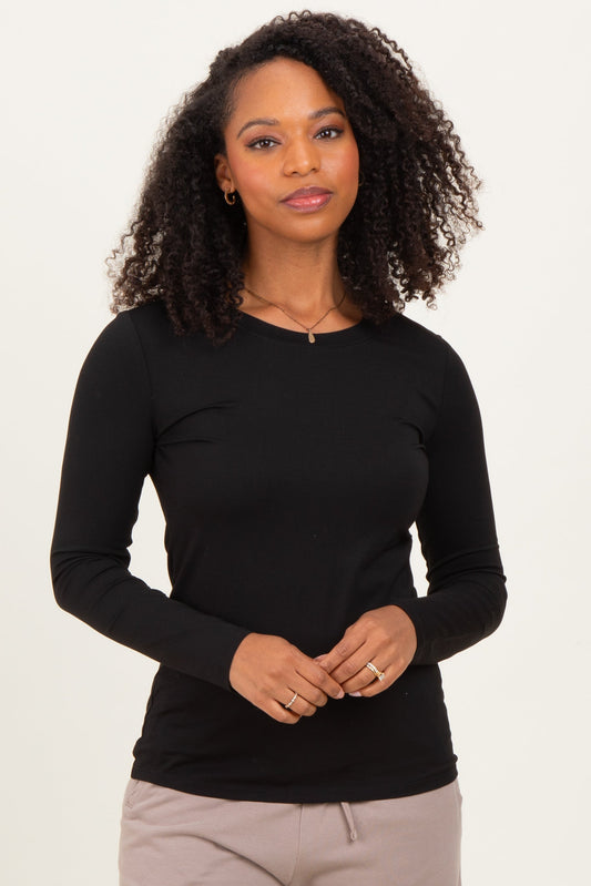 Black Basic Long Sleeve Top