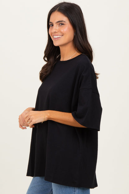 Black Cotton Oversized Tee