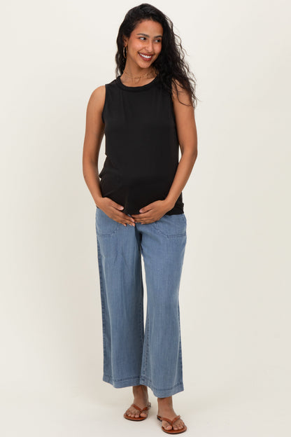 Black Braided Neckline Maternity Tank
