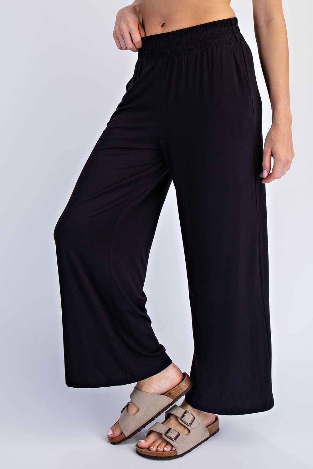 Black Ankle Wide Leg Pants