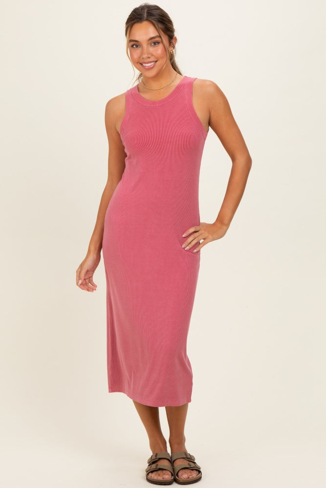 Berry Ribbed Midi Tank Dress