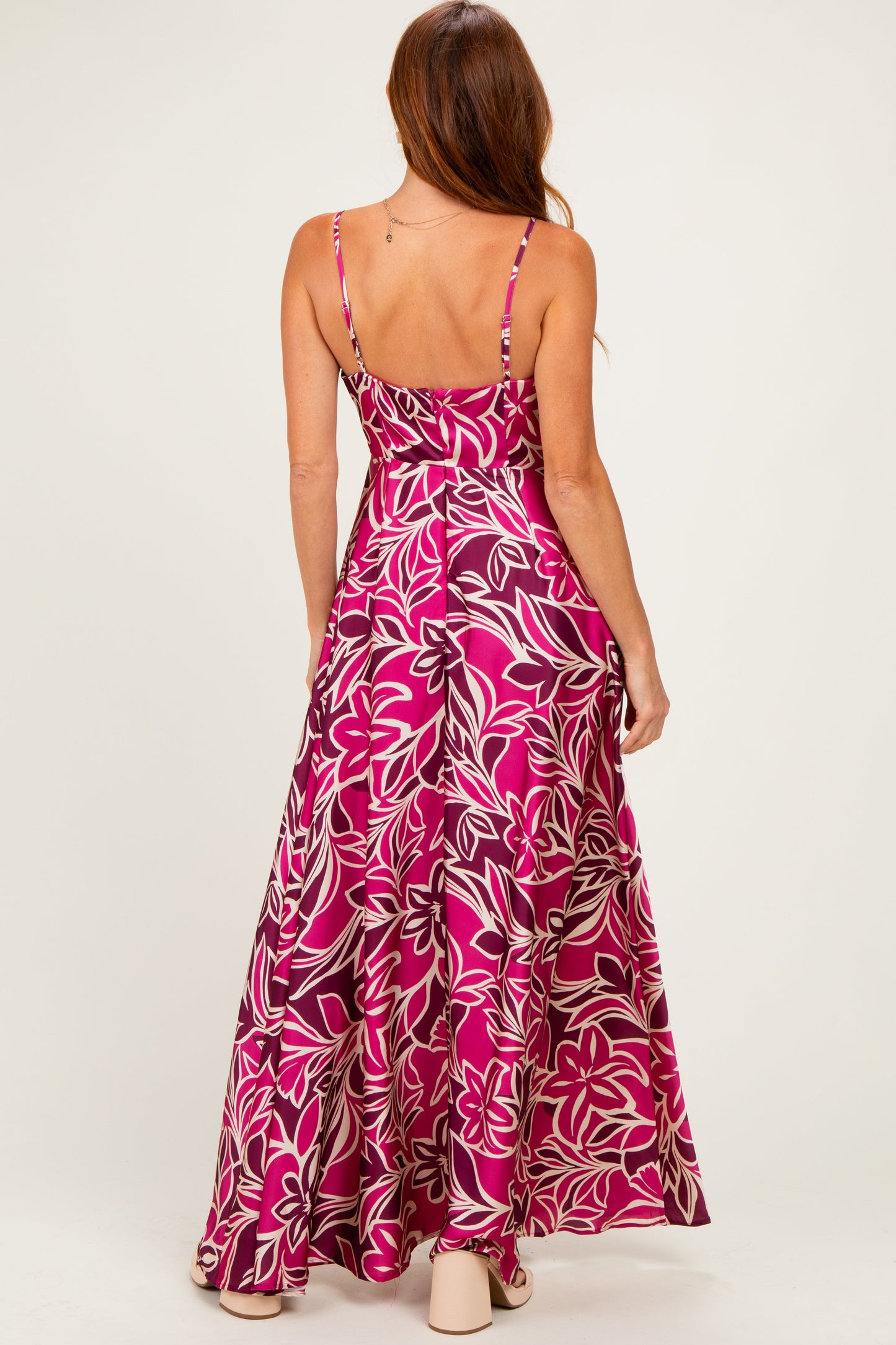 Berry Floral Sleeveless Maxi Dress