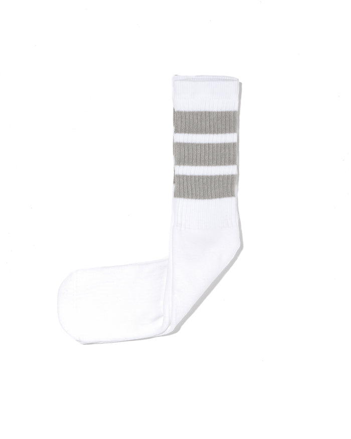 19 Inch Mid-calf Tube - White w/Grey Stripe