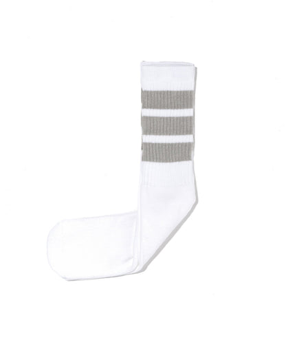 19 Inch Mid-calf Tube - White w/Grey Stripe