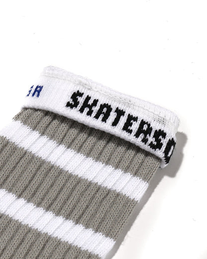 19 Inch Mid-calf Tube - White w/Grey Stripe