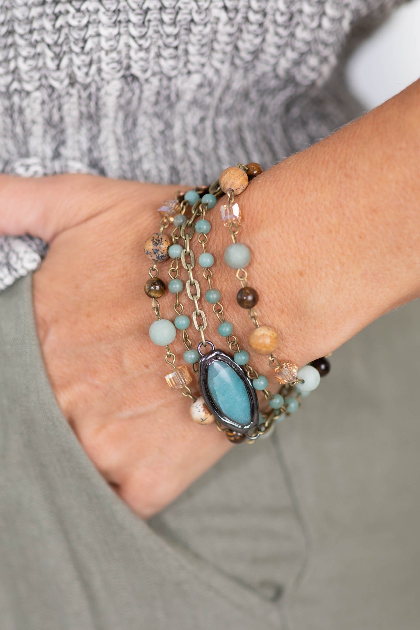 Bronze Amazonite 3 Layered Necklace
