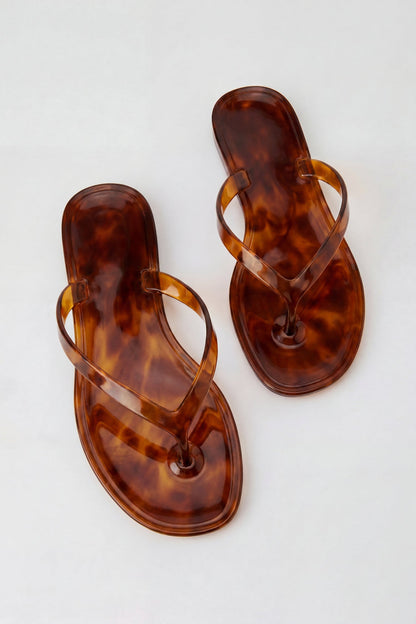 Tortoiseshell Jelly Thong Sandal