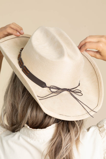 Beige Western Turquoise Band Cowboy Hat