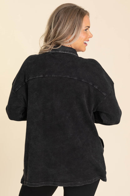 Black Mineral Washed Thermal Jacket