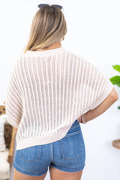 Beige Loose Fit Dolman Sleeve Knit Top