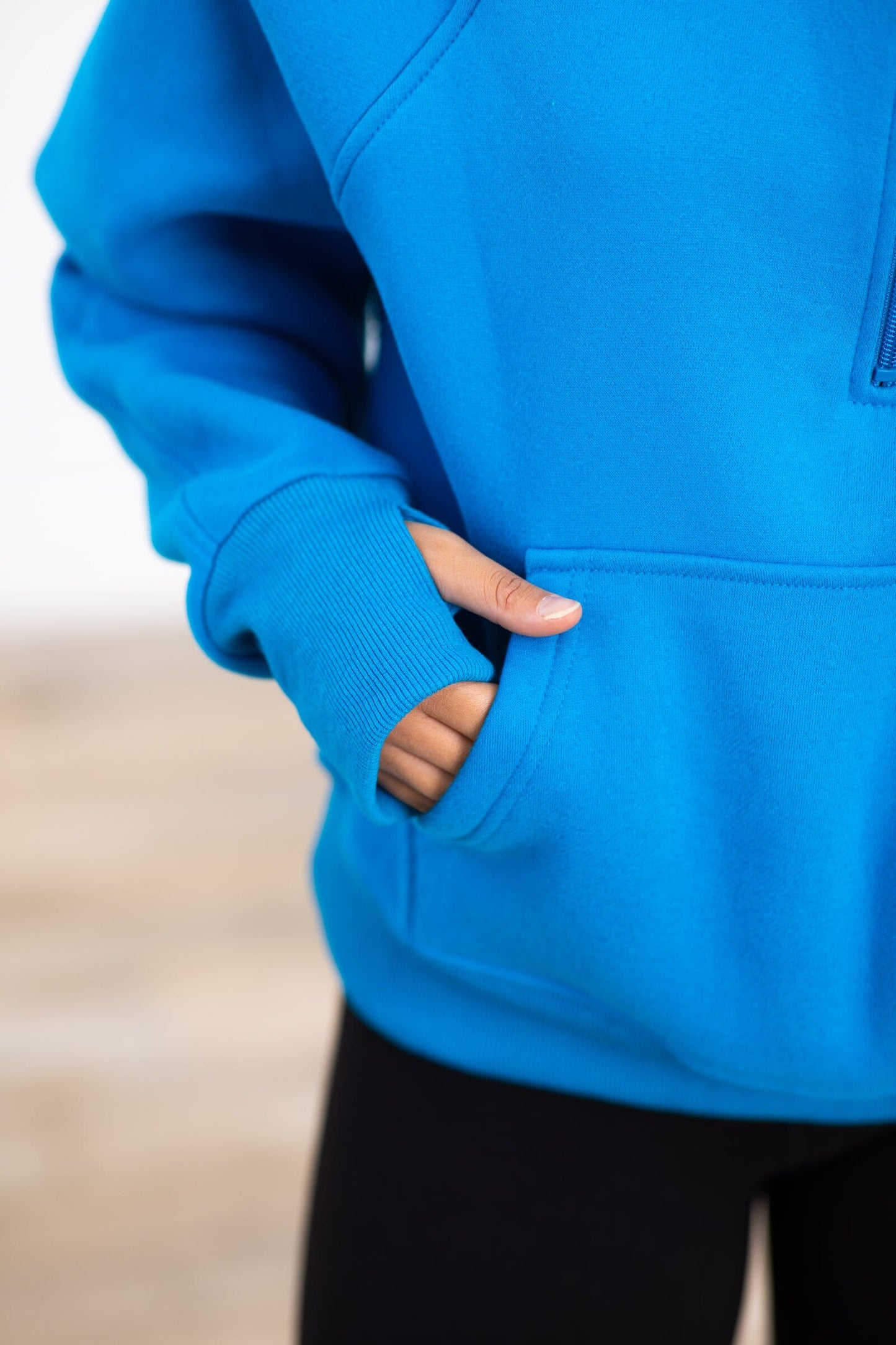 Blue 1/2 Zip Fleece Hoodie