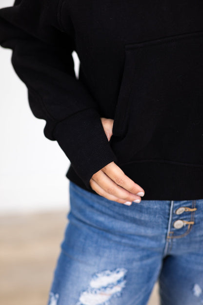 Black 1/2 Zip Fleece Hoodie