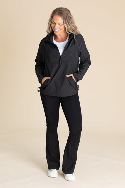 Black Half-Zip Nylon Active Jacket