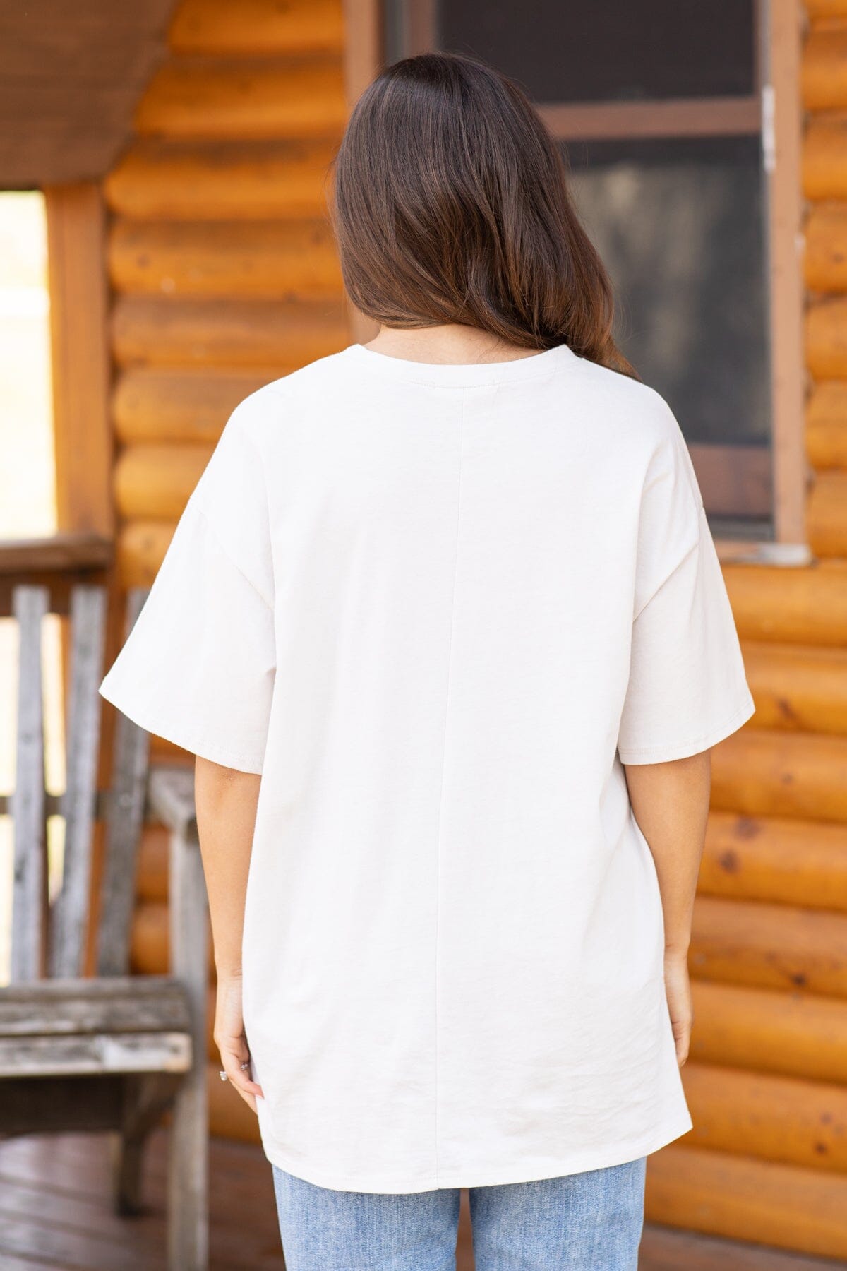 Beige Wanderlust Mountains Graphic Tee