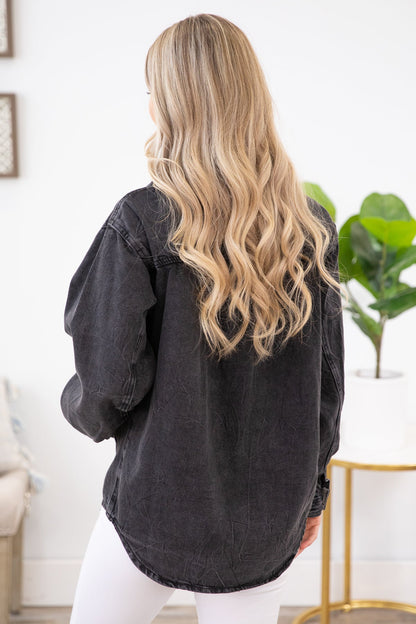 Black Washed Denim Shacket