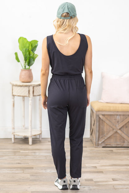 Black Loose Fit Poly-Blend Jumpsuit