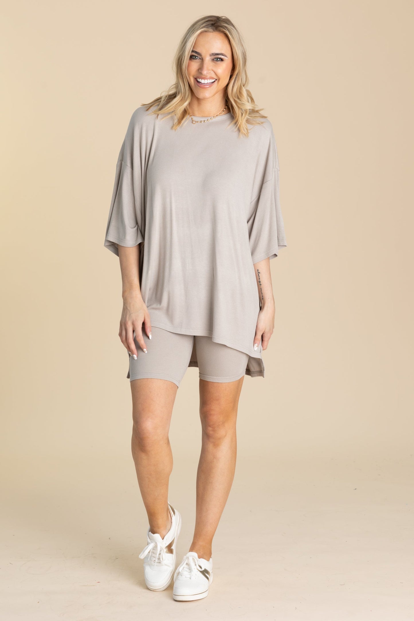 Babyrib Knit Oversized Tunic Top